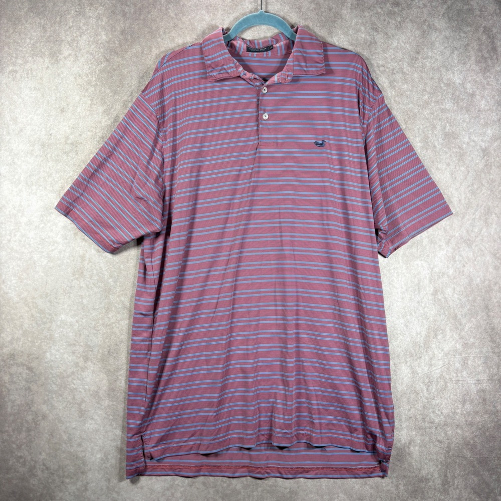 Southern Marsh Polo Shirt Mens XL Pink Sunday Morning Striped Performance Preppy